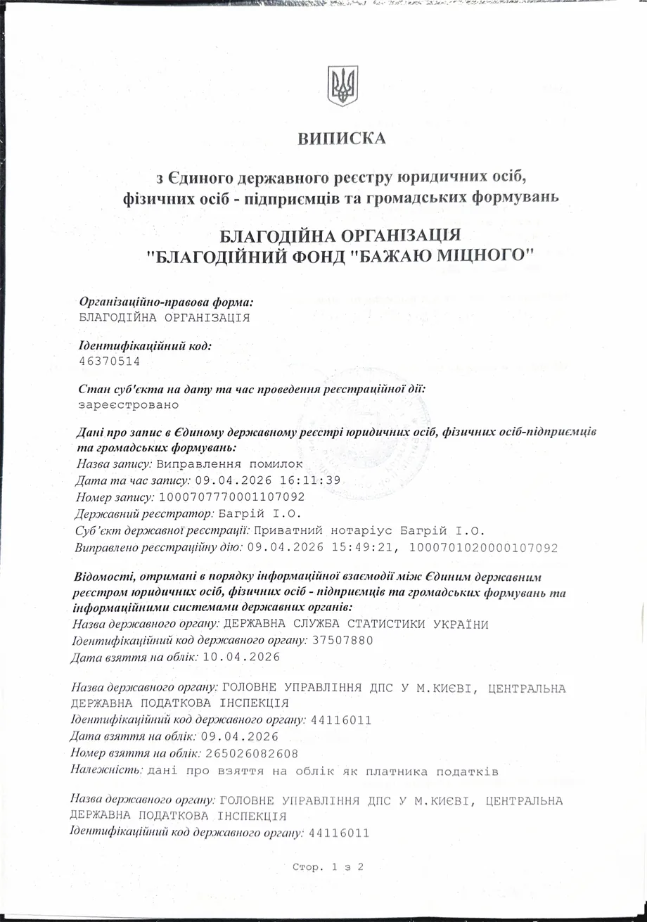 Виписка з ЄДР та інформація про зміни — сторінка 1